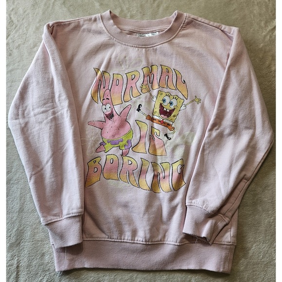 Nickelodeon Other - Girls Nickelodeon SpongeBob Sqaure Pants Pink Normal Is Boring Sweat Shirt M (8)